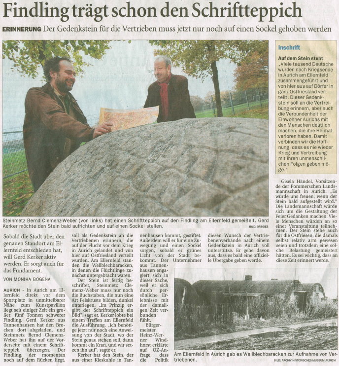 Findling tr�gt schon den Schriftteppich OZ 3Nov