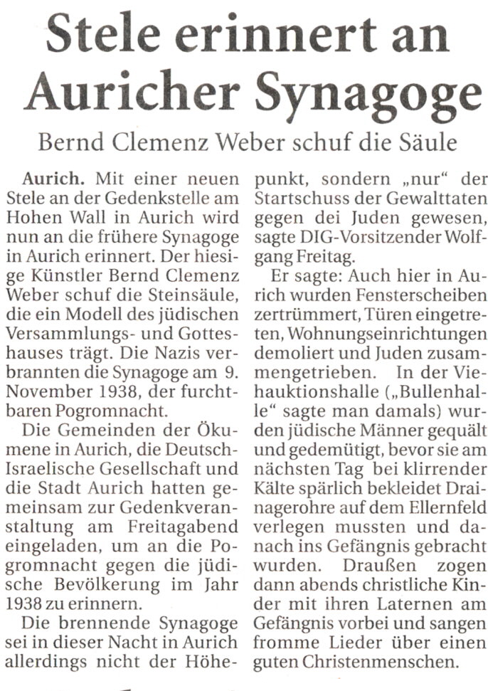 Stele erinnert an Text